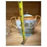 Vintage Handled Porcelain Sugar Bowl with Lid, Made in Japan