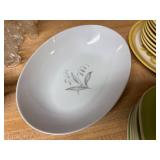 Vintage Dinnerware Set with Corelle Plates, Kayona China Bowl, and Yellow Floral Stoneware