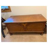 Vintage Wooden Cedar Hope Chest with Carved Details