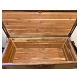 Vintage Wooden Cedar Hope Chest with Carved Details