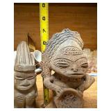 Set of 2 Tribal Style Clay Figurines - Handcrafted Sculptures