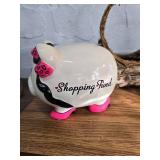 two baskets and a piggy bank