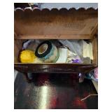 Sewing Box with fabric scraps