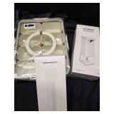 Auto hand soap disp, box with compartments and pet hair remover tool