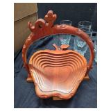 6 matching glasses and apple basket/trivet