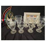 Stained glass angel, glasses set