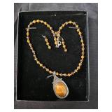 Tigers eye necklace and matching earrings