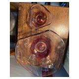 2 glass bowls, Pink