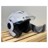 Medium LS2 Verso Open Face Helmet in White with New Chin Shield