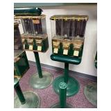 7 Pc Lor; 7 Metal and plastic Candy Machines with Plastic Stands, Varried Condition