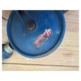 Vintage Manual Wood Handle Stanley Blue & Red Handyman Hand Drill H1214