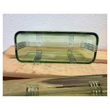 2 Pc Lot; Anchor Hocking Block Optic Green Glass pitcher & Hazel-Atlas Green Depression Glass Butter Dish
