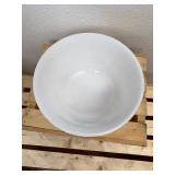 Mid-Century 8" Federal Milk Glass Bowl With Advertizement Nelson Implement & Chevrolet Milnor, ND Since 1948