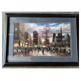 Framed Robert Lebron (1996) Signed Paris Street Scene Print