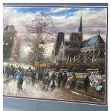 Framed Robert Lebron (1996) Signed Paris Street Scene Print