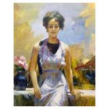 Original Oil Painting on Canvas Portrait After Pino Daeni
