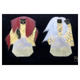 Japanese Framed Artwork with Kabuki Figures Gold and Silver Art