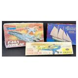 Lot of 3 Vintage Model Kits - F-14A Tomcat, Gloucester Schooner, Piper Super Cub 95