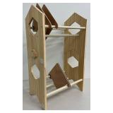 Wooden Vinyl Record Storage Rack with Hexagonal Cutouts