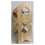 Wooden Vinyl Record Storage Rack with Hexagonal Cutouts