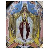 Vintage Oval Framed Religious Glitter Art 