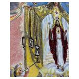 Vintage Oval Framed Religious Glitter Art 