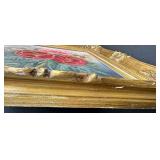 Framed Pink & Red Poppies Oil Painting Signed Jody with Ornate Gold Frame