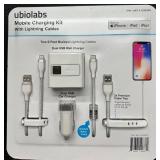Mobile Charging Kit with Dual USB Wall & Car Chargers and Braided Lightning Cables by Ubiolabs