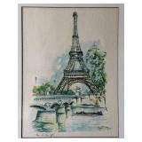 Framed Watercolor Print of Paris, Eiffel Tower by Puillery