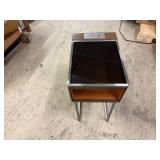 Bed Side Table With Glas Top And Charging Port