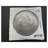 1886 Morgan Silver Dollar Marked MS 60 when purchased