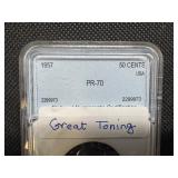 1957 Franklin Half Dollar NNC PR70 Great Toning