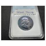 1957 Franklin Half Dollar NNC PR70 Great Toning