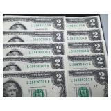 10 Sequential $2 Bills