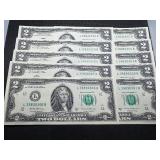 10 Sequential $2 Bills