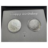 Happy Birthday Bundle - Two 1 oz Silver Rounds 1998 Eagle and 1996 Birthday Round