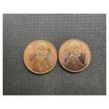 Two 2012 1 oz Copper Rounds Lincoln Design