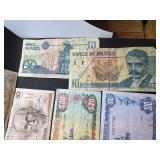 Six Foreign Bank Notes - Mexico, Brasil, Jamaica