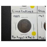 Four Older Foreign Coins - Portugal, Spain, Mexico