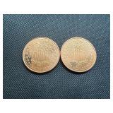 Two 1 OZ Copper Rounds 2011 Statue of Liberty Design