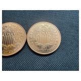 Two 1 OZ Copper Rounds 2011 Statue of Liberty Design