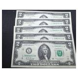 5 Sequential $2 Bills