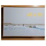 Original Acrylic Painting on Board by M. Ahrens ~ Ice Road Racing