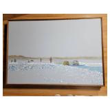 Original Acrylic Painting on Board by M. Ahrens ~ Ice Road Racing