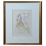 Salvador Dalí The Simoniacs (Inferno Canto 19) Ltd Ed Woodcut Print Framed