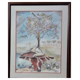 La Fécondité by Monique Thibault Colored Lithograph Framed Artwork