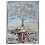 La Fécondité by Monique Thibault Colored Lithograph Framed Artwork