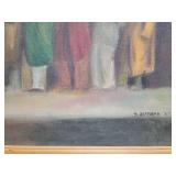 Men in Line Original Acrylic on Board Signed D. Hofman 1967