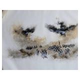 French Soldiers in the Mist Unframed Acrylic on Canvas Signed Brandon