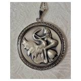 Salvador Dali Leda and the Swan Silver Pendant #0435